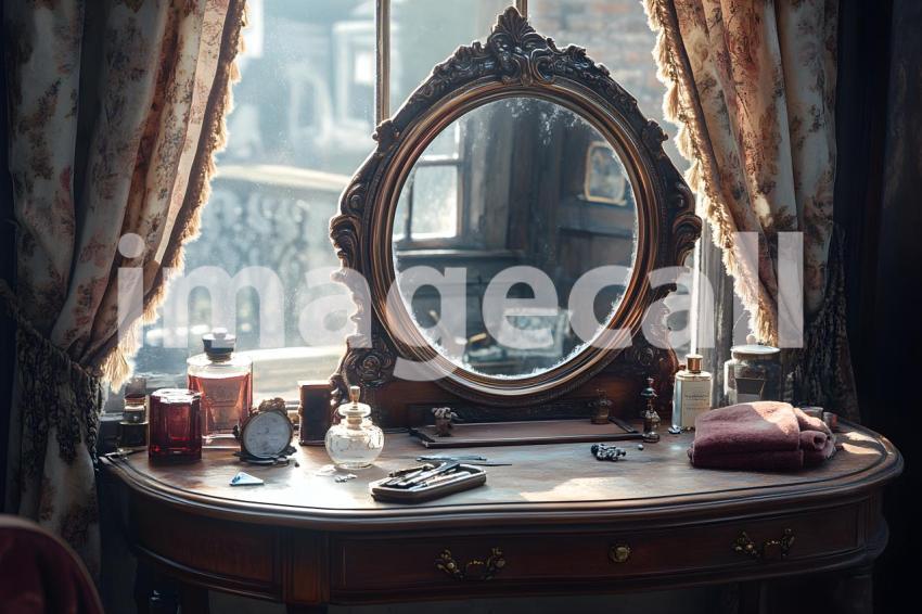 Abc1323 Antique Mirror Vanity A vintage vanity table with an  932cf857 ba31 4e1c a08d 8d682ba10d36 2