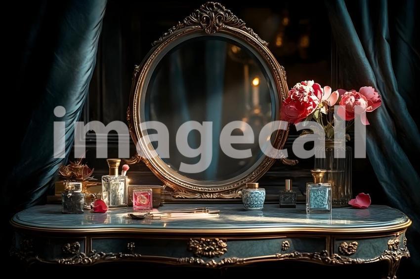 Abc1323 Antique Mirror Vanity A vintage vanity table with an  e3539ec6 09cd 45bc 8b9e e591da6fb4a7 1