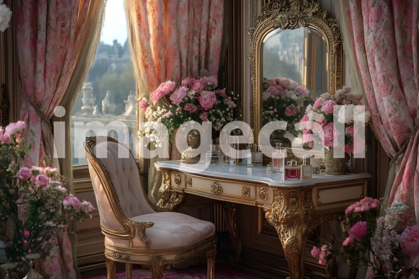 Abc1323 Antique Mirror Vanity A vintage vanity table with an  a215f460 89bf 491b a486 b41c3ba4367c 2