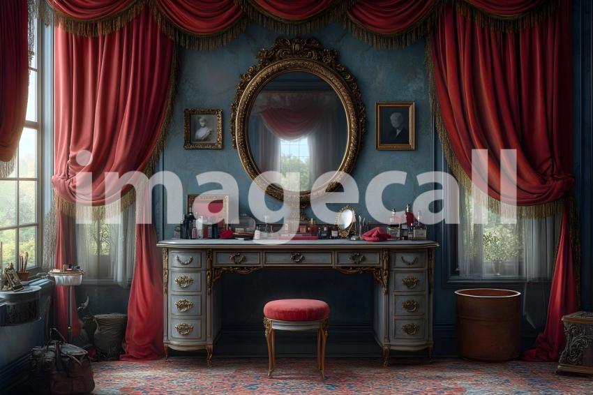 Abc1323 Antique Mirror Vanity A vintage vanity table with an  a215f460 89bf 491b a486 b41c3ba4367c 3