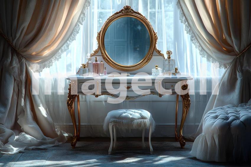 Abc1323 Antique Mirror Vanity A vintage vanity table with an  15b8da9f 0ca5 4729 8a55 1cf2fd83d024 1