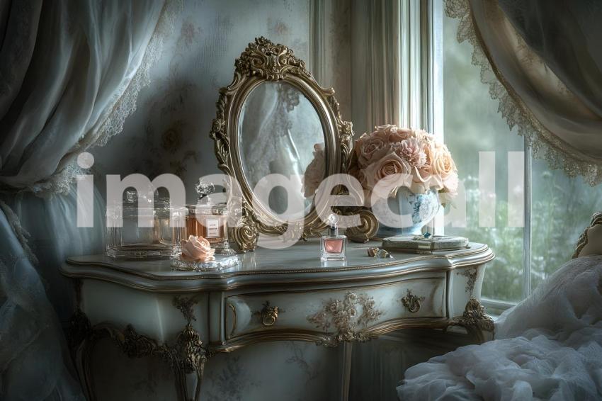 Abc1323 Antique Mirror Vanity A vintage vanity table with an  15b8da9f 0ca5 4729 8a55 1cf2fd83d024 0