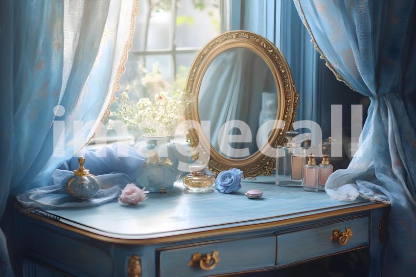 Abc1323 Antique Mirror Vanity A vintage vanity table with an  18b46f8f 4102 4ba8 9b95 7949318edbac 1