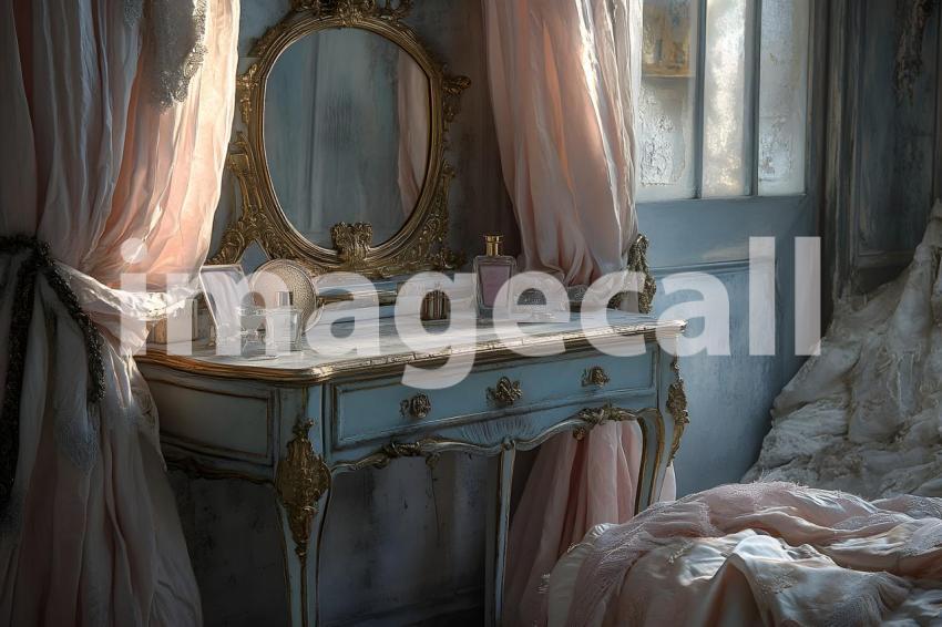 Abc1323 Antique Mirror Vanity A vintage vanity table with an  18b46f8f 4102 4ba8 9b95 7949318edbac 0