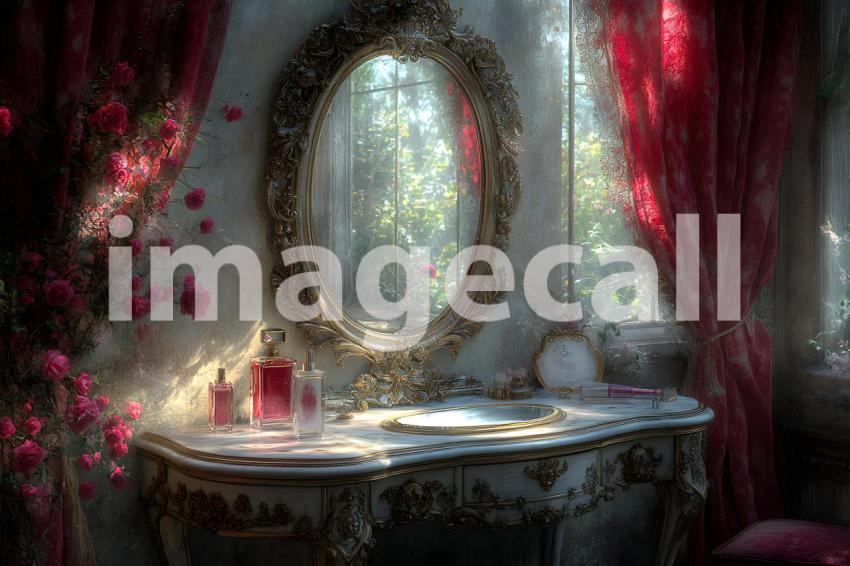 Abc1323 Antique Mirror Vanity A vintage vanity table with an  15b8da9f 0ca5 4729 8a55 1cf2fd83d024 2