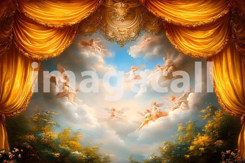 Abc1323 Baroque Ceiling Fresco with Regal Curtains A majestic b a1461610 c01b 4bb9 8096 cae9829045ad part2