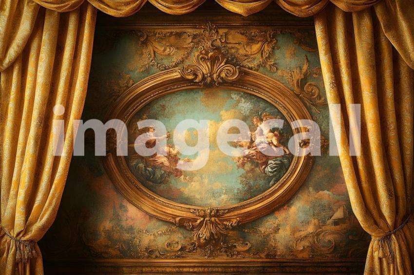 Abc1323 Baroque Ceiling Fresco with Regal Curtains A majestic b a7d370b3 4136 42f2 af4a e84f479b71fe part1