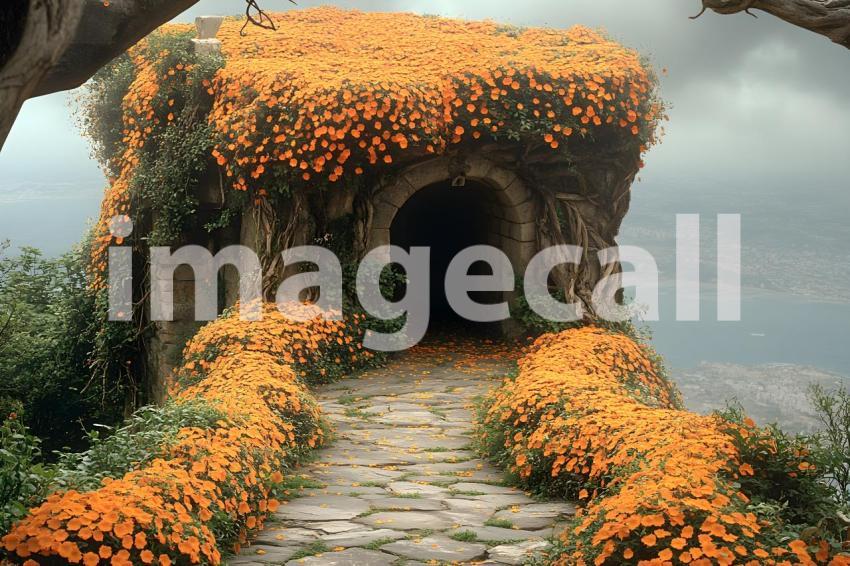 Clips12345 pov top of orange marigold covered castle wall looki 02bf33af 4df8 4a29 9046 b16fb397cc72 part1