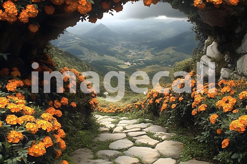 Clips12345 pov top of orange marigold covered castle wall looki 2bc42700 2943 4f45 90fd d9c3cda3e45d part3