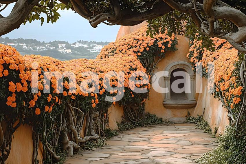 Clips12345 pov top of orange marigold covered castle wall looki 2bc42700 2943 4f45 90fd d9c3cda3e45d part1