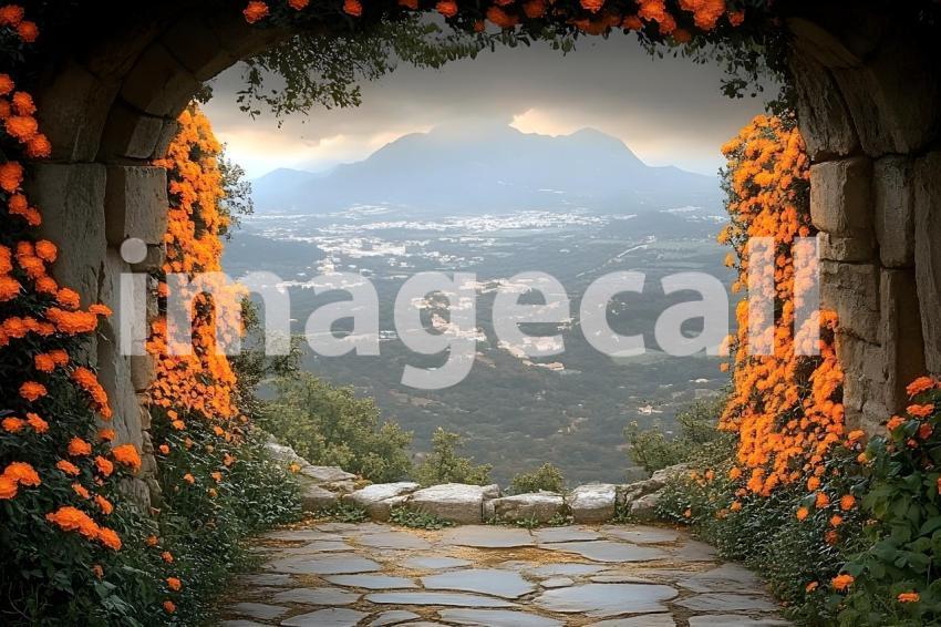 Clips12345 pov top of orange marigold covered castle wall looki 27b2dc97 e9f4 4acd b5cf 154ddba68efe part3