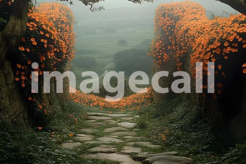 Clips12345 pov top of orange marigold covered castle wall looki 2bc42700 2943 4f45 90fd d9c3cda3e45d part2