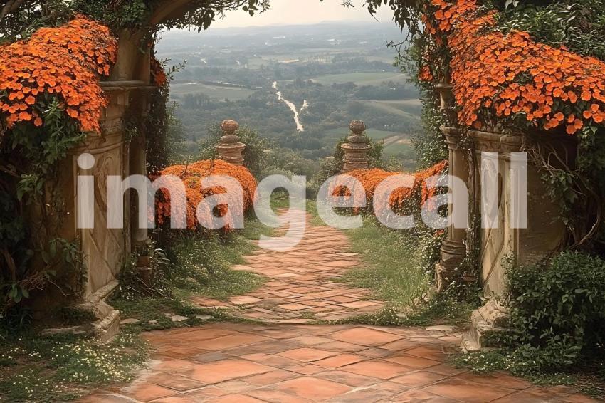 Clips12345 pov top of orange marigold covered castle wall looki d8dda2c1 fbc9 4220 9bc0 7a5c635455d0 part1