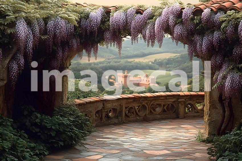 Clips12345 pov top of purple wisteria covered castle wall looki 51853cf0 f260 445f b079 44596f9ed3dc part4