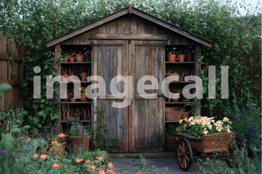 U3644368625 Rustic Vintage Garden Shed A weathered garden she d3ea4d32 b673 4678 8ff1 2538e9c433cd 3