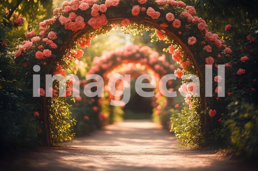 Abc1323 Romantic garden archway covered in blooming roses wit 97f060dd 493b 44eb bae6 f526f64dac8b 2