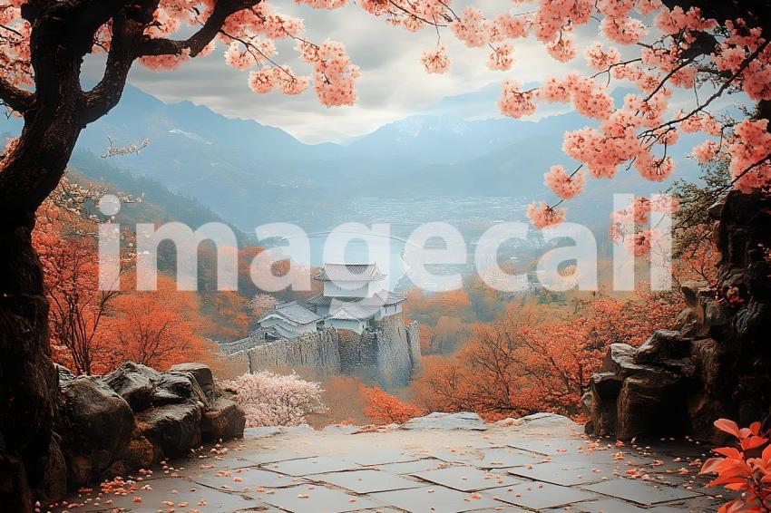 Clips12345 autumn pov top of blossom covered castle wall lookin c94169ac 5934 4e51 b6bf 61f821cb9ac9 part2