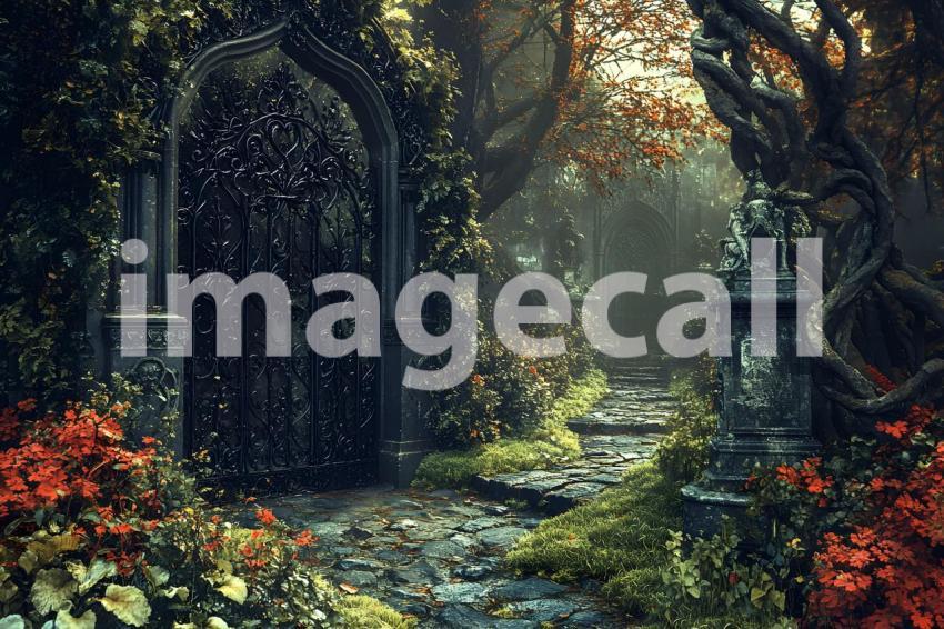 066 hidden dark garden 85 backdrops b25009