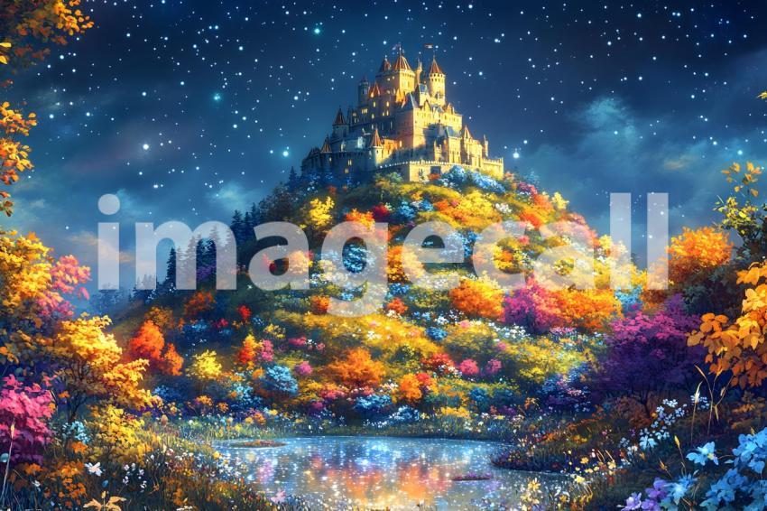 034 hilltop fairytale castle 55 backdrops b25122