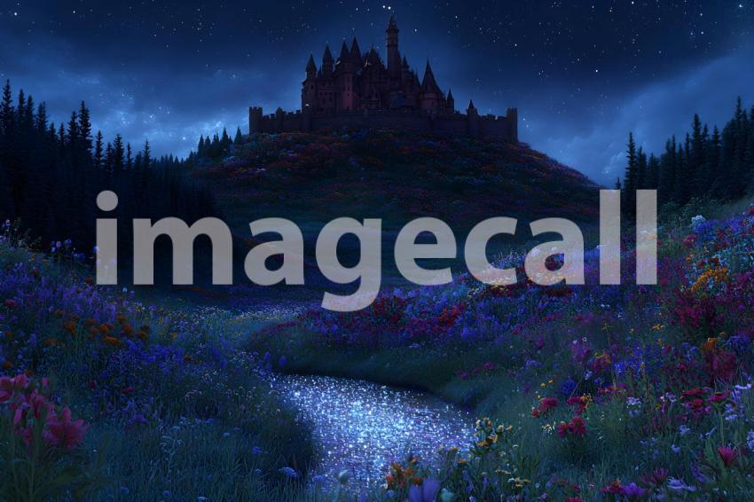 033 hilltop fairytale castle 55 backdrops b25122