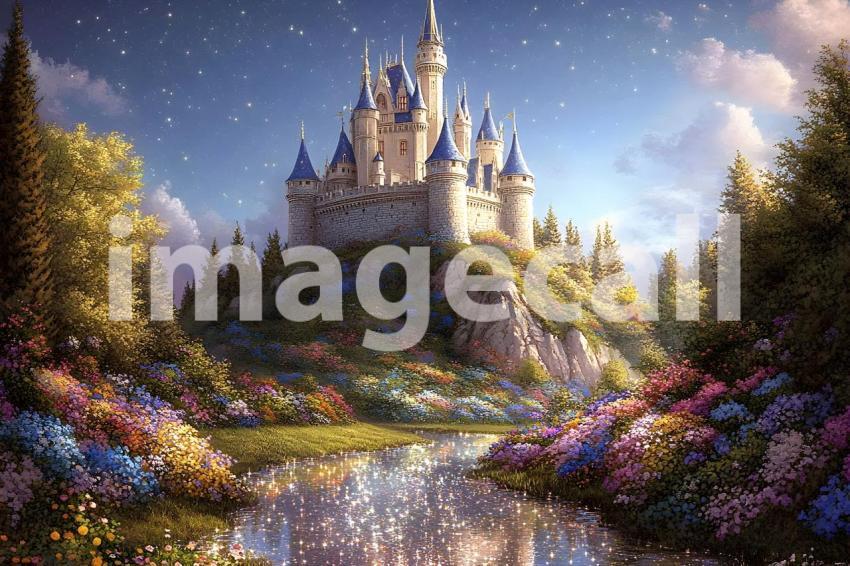 027 hilltop fairytale castle 55 backdrops b25122