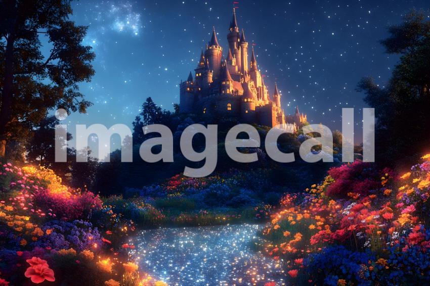 035 hilltop fairytale castle 55 backdrops b25122