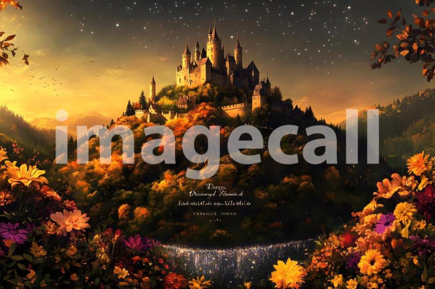 036 hilltop fairytale castle 55 backdrops b25122