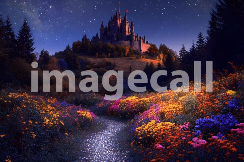 038 hilltop fairytale castle 55 backdrops b25122
