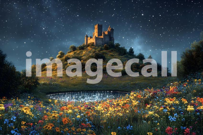 058 hilltop fairytale castle 55 backdrops b25122
