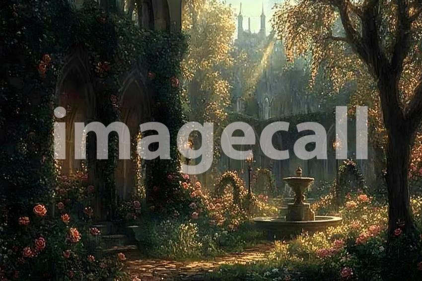 004 fairytale castle garden 15 backdrops b25121