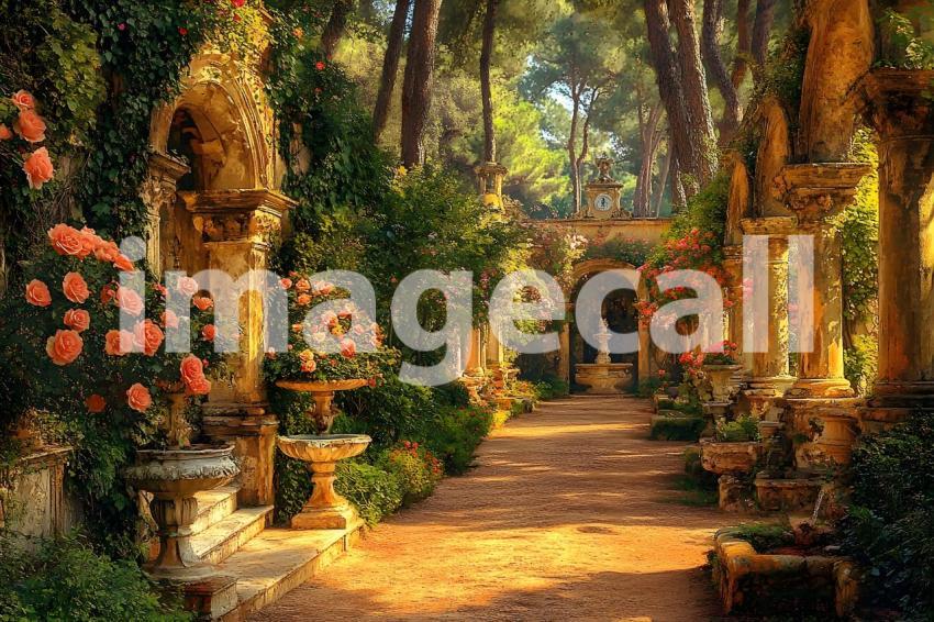 001 fairytale castle garden 15 backdrops b25121