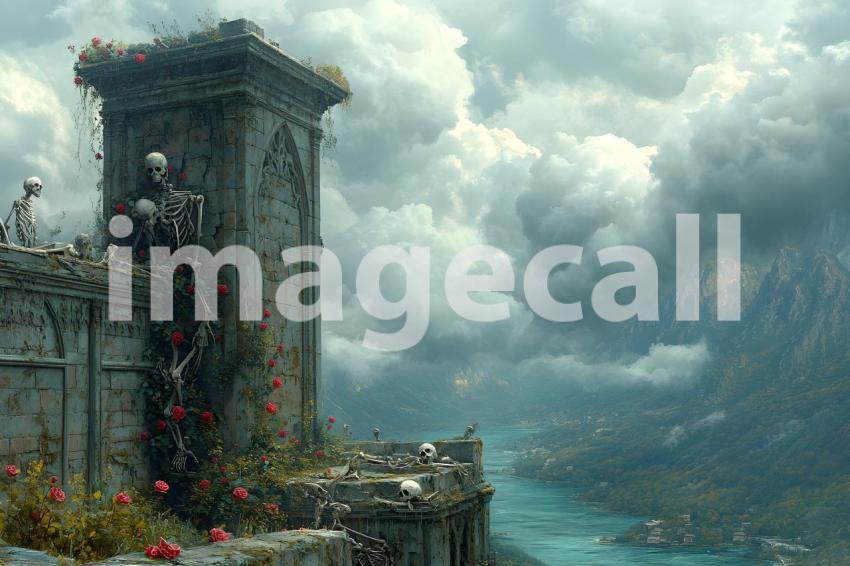 002 crumbling watchtower 20 backdrops b25012