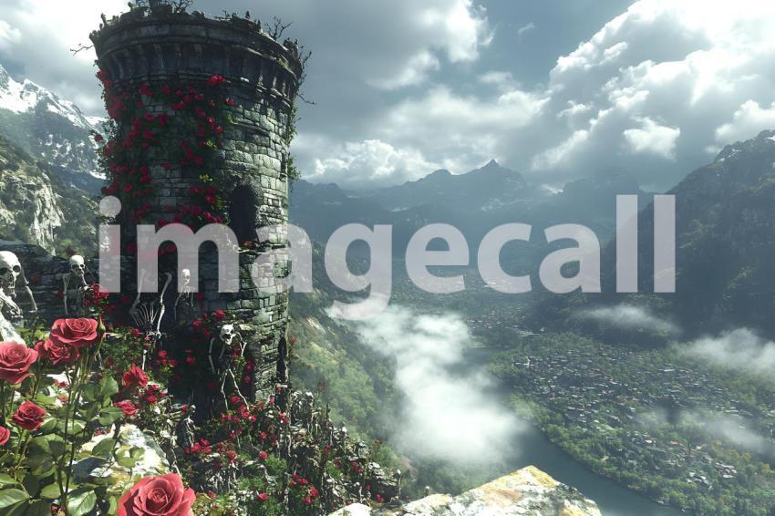 008 crumbling watchtower 20 backdrops b25012