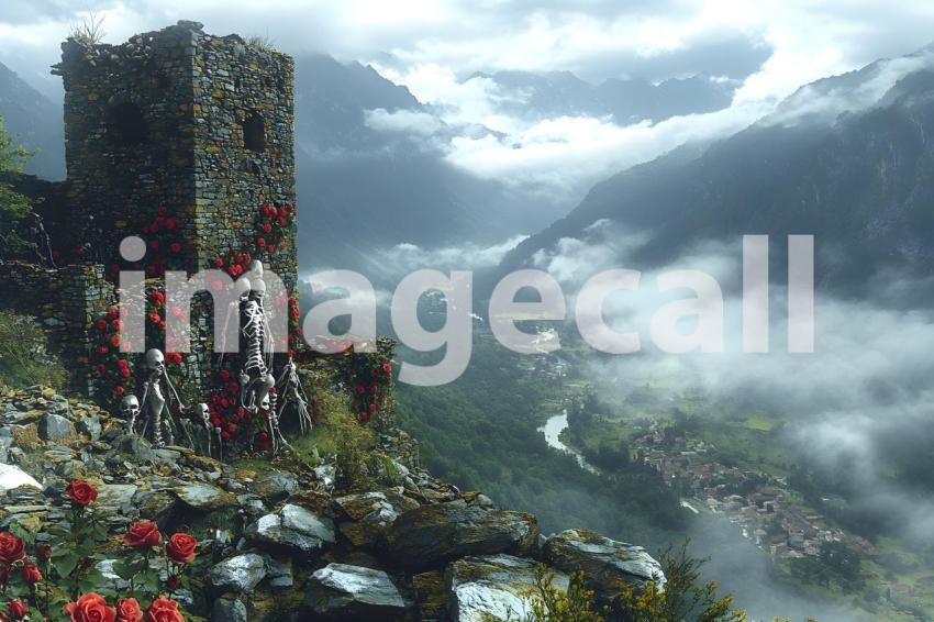 005 crumbling watchtower 20 backdrops b25012