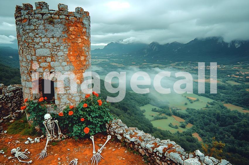 009 crumbling watchtower 20 backdrops b25012