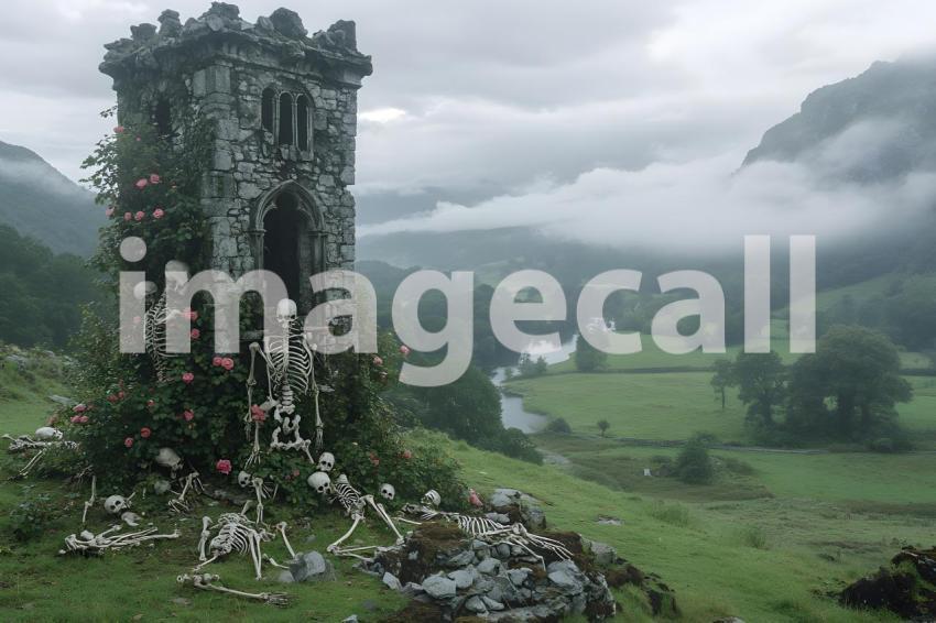 012 crumbling watchtower 20 backdrops b25012