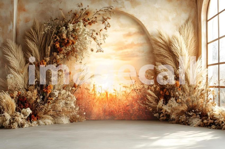 031 boho sunset arch 80 backdrops b25259