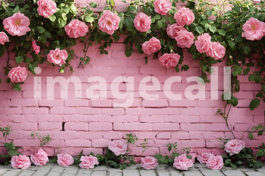 002 pink rose brick wall 25 backdrops b25222