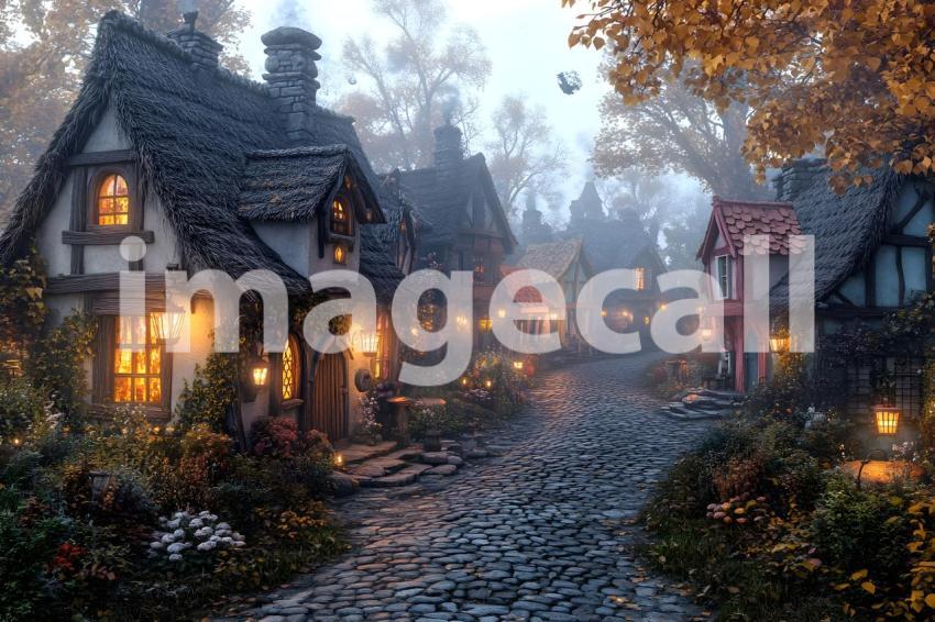 029 charming village scene 35 backdrops b25120