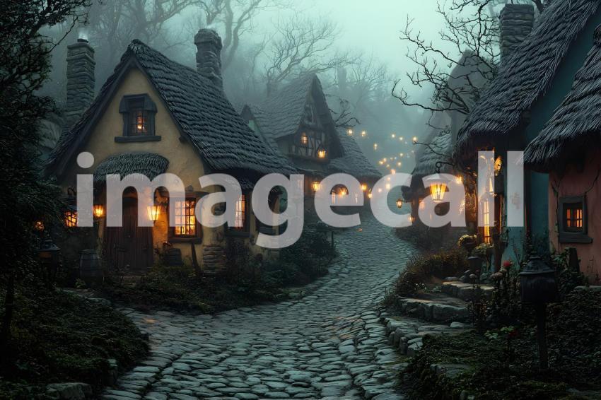 037 charming cobblestone village 45 backdrops b25084