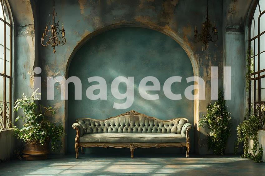 037 teal vintage room 50 backdrops b25166