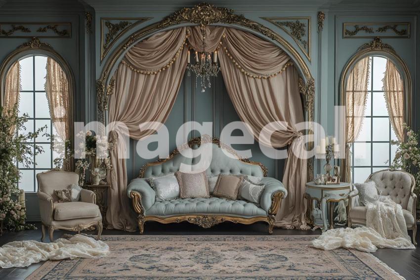 046 teal vintage room 50 backdrops b25166