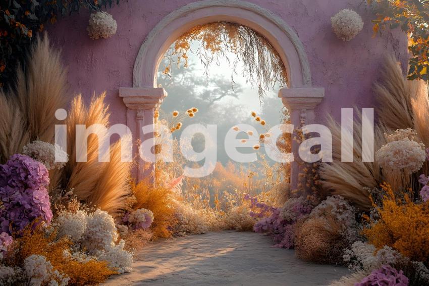 028 boho purple arch 50 backdrops b25248