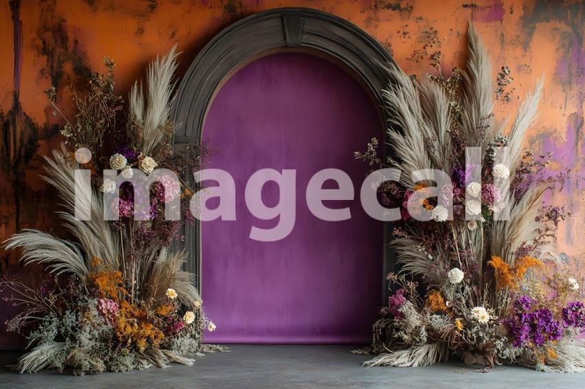018 boho purple arch 50 backdrops b25248