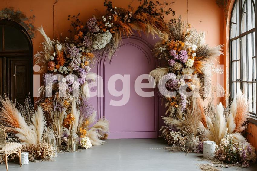 021 boho purple arch 50 backdrops b25248