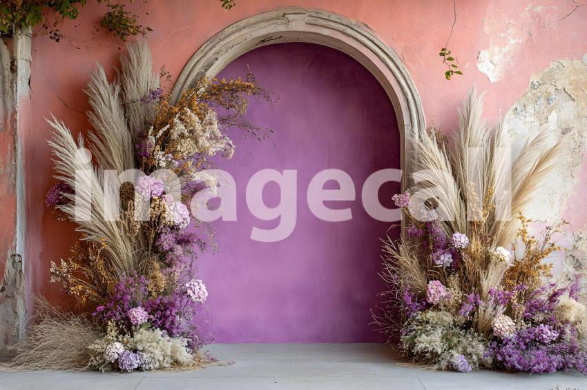 032 boho purple arch 50 backdrops b25248