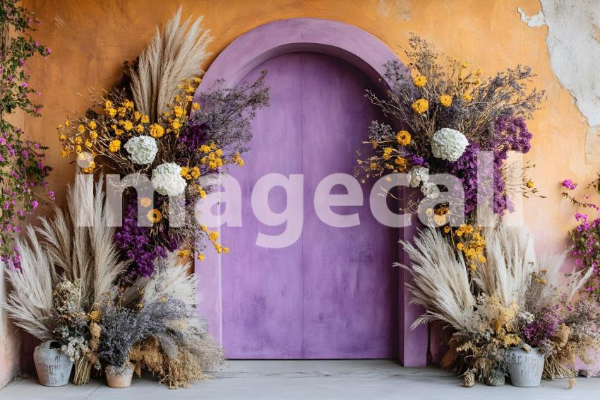 040 boho purple arch 50 backdrops b25248
