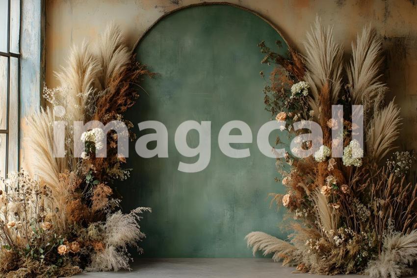 061 boho olive arch 120 backdrops b25246
