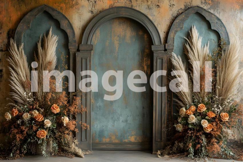 068 boho olive arch 120 backdrops b25246