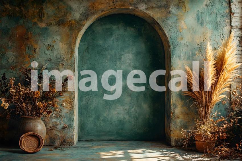 062 boho olive arch 120 backdrops b25246